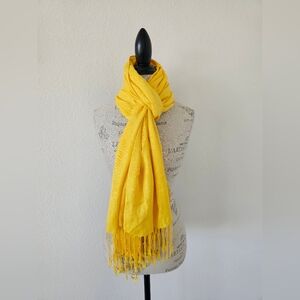 Spectrum Marigold Yellow Pashmina Shawl – 100% Rayon Made in India Boho Fringed